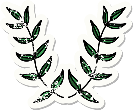 distressed sticker tattoo in traditional style of a laurel png