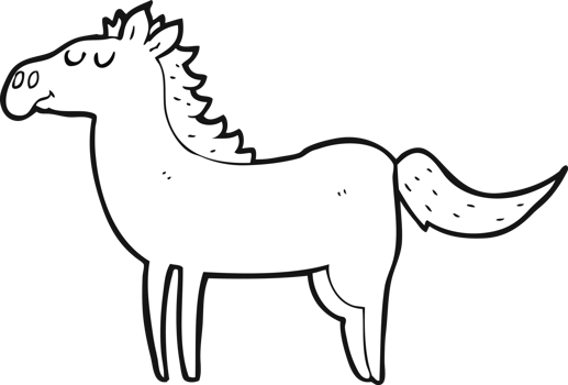 black and white cartoon horse png