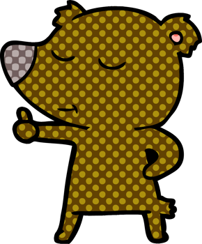 happy cartoon bear giving thumbs up drawing png
