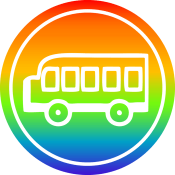 school bus circular in rainbow spectrum png