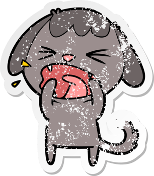distressed sticker of a cute cartoon dog barking png