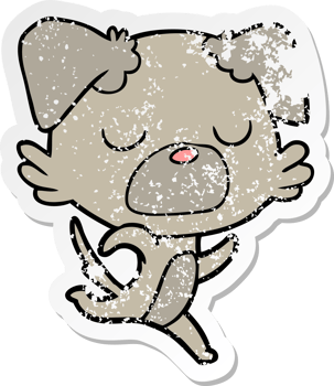 distressed sticker of a cartoon dog png