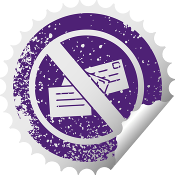 distressed circular peeling sticker symbol no post sign png
