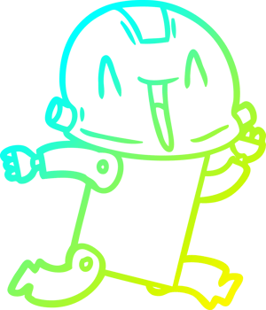 cold gradient line drawing cartoon robot png