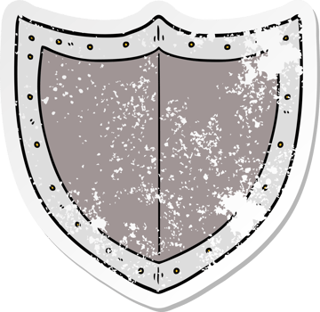 distressed sticker of a cartoon shield png