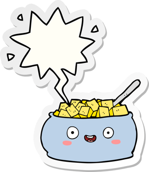 cute cartoon bowl of sugar and speech bubble sticker png