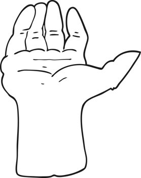 black and white cartoon open hand png