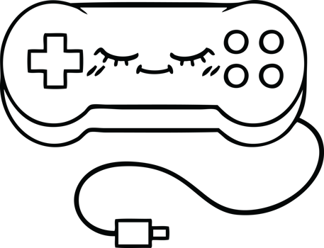 line drawing cartoon game controller png