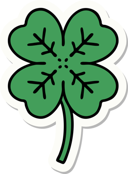 tattoo style sticker of a 4 leaf clover png
