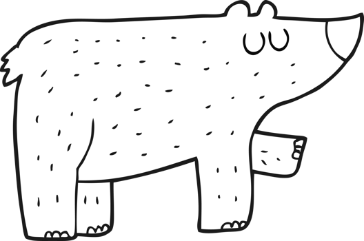 black and white cartoon bear png