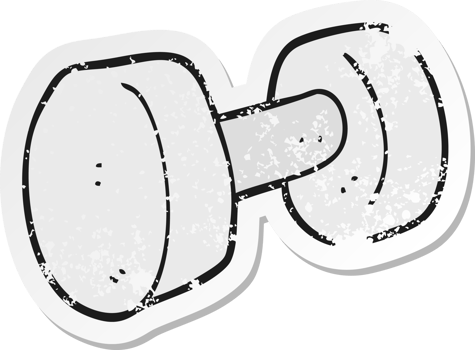 retro distressed sticker of a cartoon dumbbell png