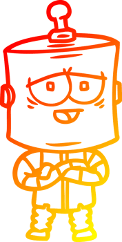 warm gradient line drawing cartoon robot png