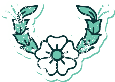 distressed sticker tattoo style icon of a decorative flower png