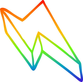 rainbow gradient line drawing cartoon decorative lightning bolt png