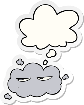 cute cartoon cloud with thought bubble as a printed sticker png