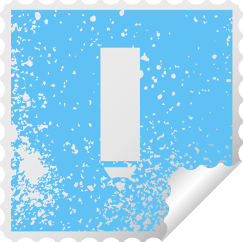 distressed square peeling sticker symbol of a red pencil png