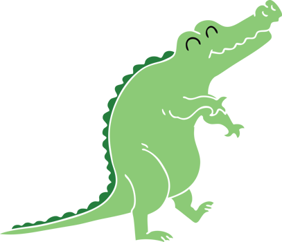 hand drawn quirky cartoon crocodile png