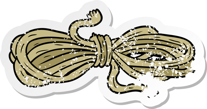 distressed sticker of a cartoon rope png