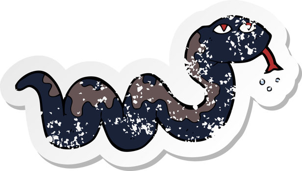 retro distressed sticker of a cartoon snake png