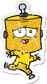 distressed sticker of a cartoon robot png