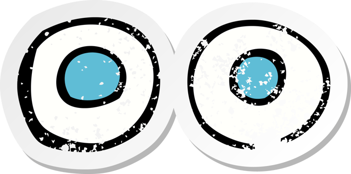 retro distressed sticker of a cartoon eyes drawing png