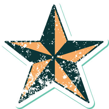 iconic distressed sticker tattoo style image of a star png