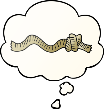 cartoon knotted rope with thought bubble in smooth gradient style png