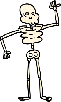 grunge textured illustration cartoon skeleton png