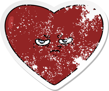 distressed sticker of a cartoon heart png