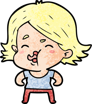 cartoon girl pulling face png