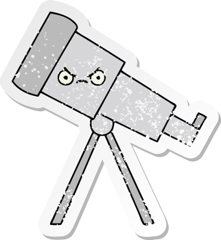 distressed sticker of a cute cartoon telescope png