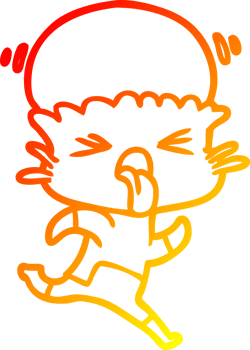 warm gradient line drawing of a weird cartoon alien png
