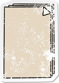 distressed sticker of a quirky hand drawn cartoon paper pile png