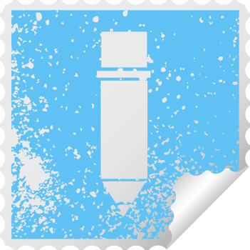 distressed square peeling sticker symbol of a of a pencil png