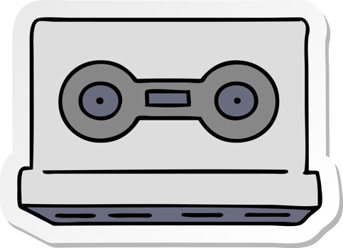 hand drawn sticker cartoon doodle of a sticker cassette tape png