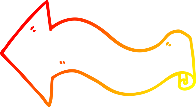 warm gradient line drawing of a cartoon arrow png