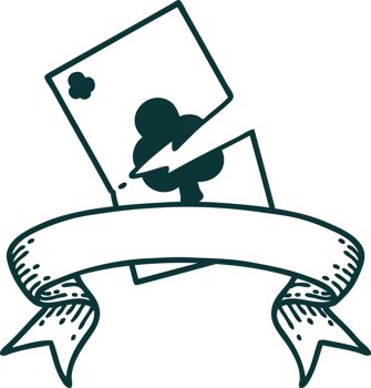 traditional tattoo with banner of a torn card png