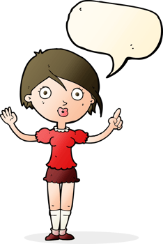 cartoon girl asking question with speech bubble png