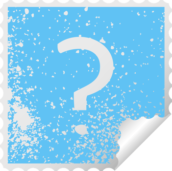 distressed square peeling sticker symbol of a question mark png