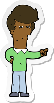 sticker of a cartoon man pointing png