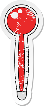 distressed sticker of a cartoon thermometer png