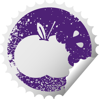 distressed circular peeling sticker symbol juicy apple png