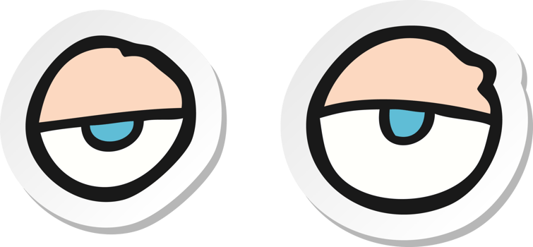sticker of a cartoon tired eyes png