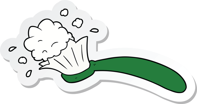sticker of a cartoon toothbrush and toothpaste png