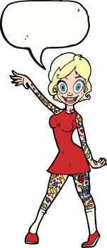 cartoon woman with tattoos with speech bubble png