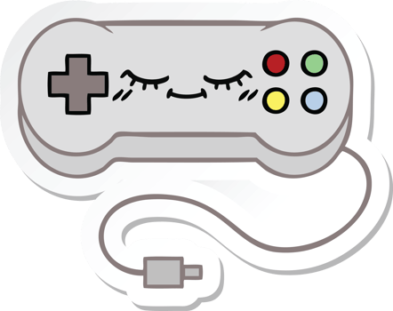 sticker of a cute cartoon game controller png