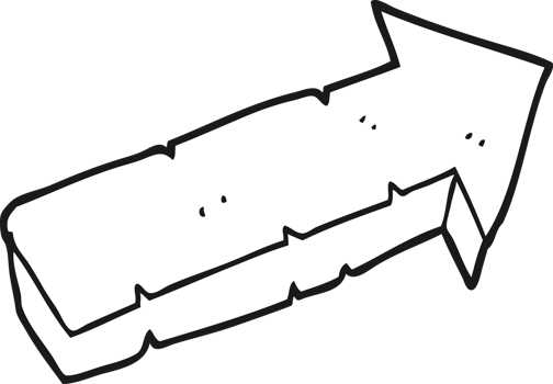 black and white cartoon stone pointing arrow png