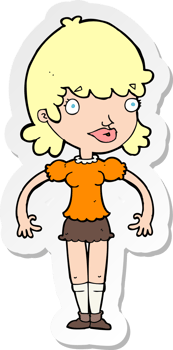 sticker of a cartoon happy woman png