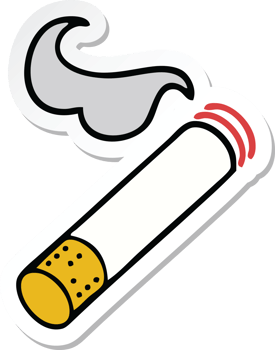 sticker of a cute cartoon smoking cigarette png