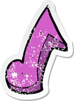 retro distressed sticker of a cartoon musical note png
